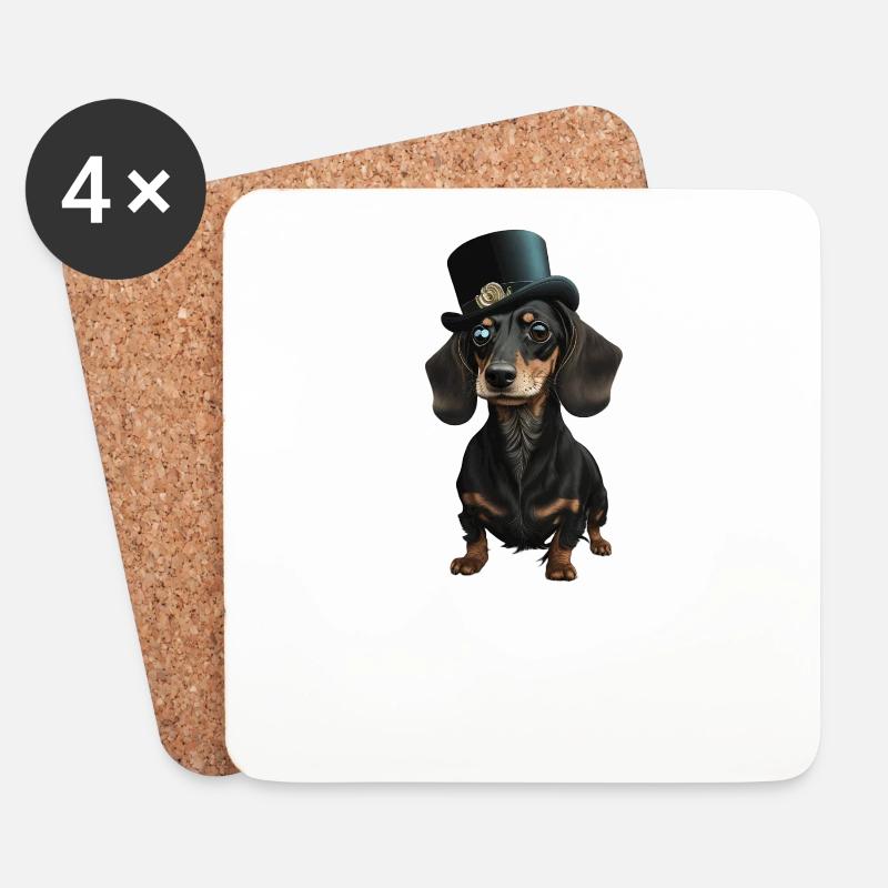 Hund Dachshund Hundemotiv - Untersetzer (4er-Set) - Weiß