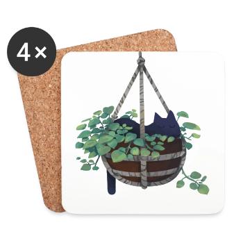 schlafende Katze - Untersetzer (4er-Set) - Weiß - Vorne