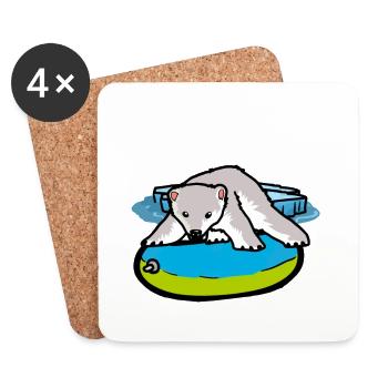 Ours polaire Détresse anneau de natation Changement climatique Changement climatique - Dessous de verre (lot de 4) - blanc - Devant