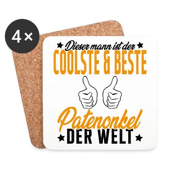 Meilleur Parrain du Monde Humour Cadeau - Dessous de verre (lot de 4) - blanc - Devant