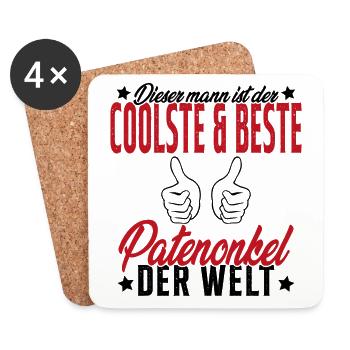 Meilleur Parrain du Monde Humour Cadeau - Dessous de verre (lot de 4) - blanc - Devant