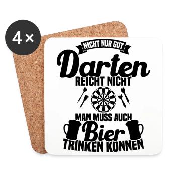 Bière et Fléchettes Drôle de cadeau - Dessous de verre (lot de 4) - blanc - Devant