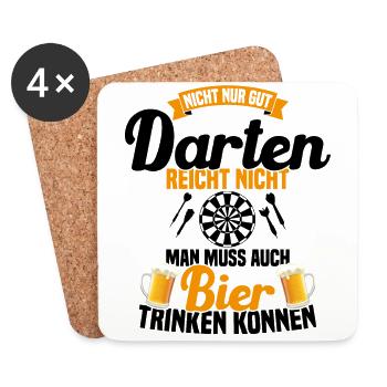 Bière et Fléchettes Drôle de cadeau - Dessous de verre (lot de 4) - blanc - Devant