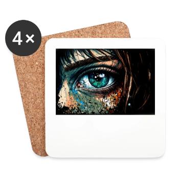 Augen Das Fenster zur Seele Manga Anime Art - Untersetzer (4er-Set) - Weiß - Vorne
