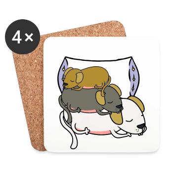 Chiens fatigués Animaux de compagnie Propriétaires de chiens Sleep Dream - Dessous de verre (lot de 4) - blanc - Devant
