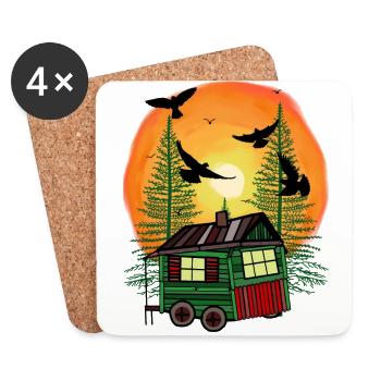 Forest dwellers Leisure Trailer Camping Hut Nature - Coasters (set of 4) - white - Front