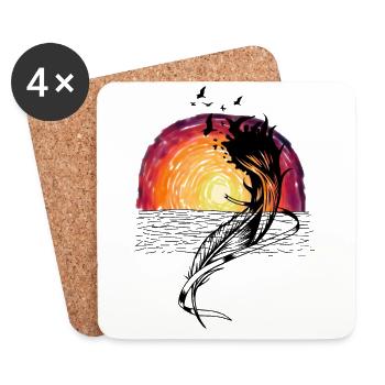 Ocean Waterfowl Sunset Nature Lovers - Dessous de verre (lot de 4) - blanc - Devant