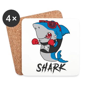 Requin boxeur - Dessous de verre (lot de 4) - blanc - Devant