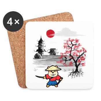 Asia Hamster Ninja Martial Arts Self-Defense - Coasters (set of 4) - white - Front