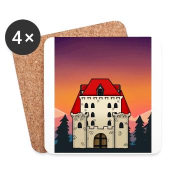 Schloss Burg Mittelalter Märchen Märchenfigur - Untersetzer (4er-Set) - Weiß - Vorne