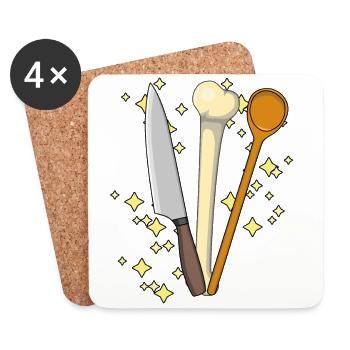 Magical cooking Kitchen Stars Meat Chef - Coasters (set of 4) - white - Front