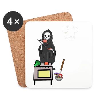 Geister Küche Horror Mitternacht kochen Gourmet - Untersetzer (4er-Set) - Weiß - Vorne