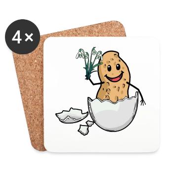 Easter Peanut Spring Easter Egg Flora Eggshell - Coasters (set of 4) - white - Front