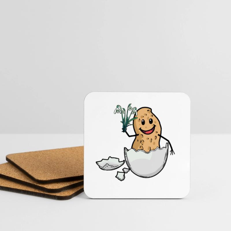 Easter Peanut Spring Easter Egg Flora Eggshell Coasters (set of 4)