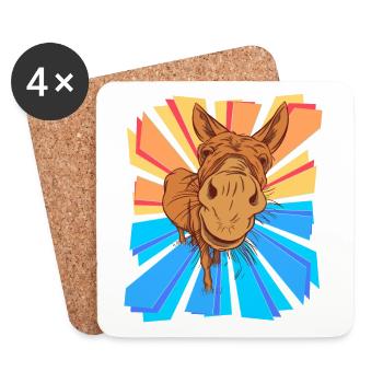 Donkey Gift ungulates Muli Horse Pony Children Child - Coasters (set of 4) - white - Front