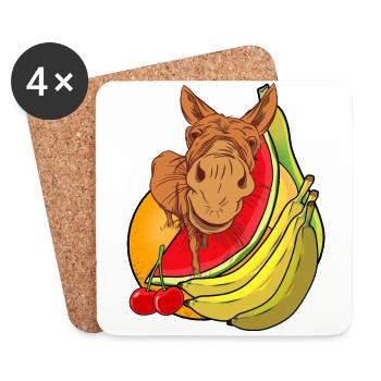 Esel Huftiere Mulie Maultier Sommer Früchte Obst - Untersetzer (4er-Set) - Weiß - Vorne