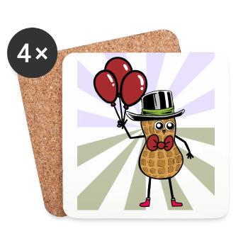 Peanut Cheerful Cheerfulness Happy Birthday - Coasters (set of 4) - white - Front
