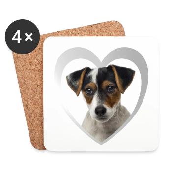 Jack Russel Terrier - Hundeliebhaber - Hunde Herz - Untersetzer (4er-Set) - Weiß - Vorne
