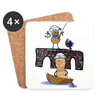 Moin maritime Peanuts Angler Sailor Captain Ahoy - Coasters (set of 4) - white - Front