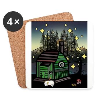Cabane Nature Nuit Ciel étoilé Dog Forest - Dessous de verre (lot de 4) - blanc - Devant
