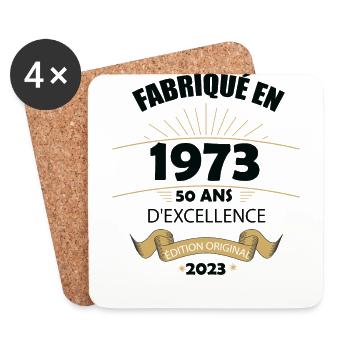 Fabriqué En 1973 Né En 1973 50 Ans Anniversaire - Dessous de verre (lot de 4) - blanc - Devant
