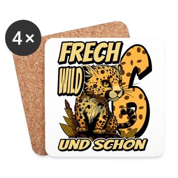 6. Kindergeburtstags Party Leopard Wild und Frech - Untersetzer (4er-Set) - Weiß - Vorne