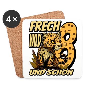 8. Kindergeburtstags Party Leopard Wild und Frech - Untersetzer (4er-Set) - Weiß - Vorne