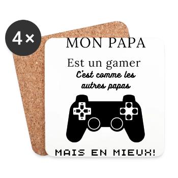 Mon papa est un gamer - Dessous de verre (lot de 4) - blanc - Devant
