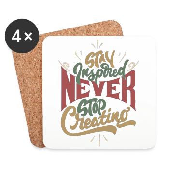 Never Stop Creating, Retro Style - Untersetzer (4er-Set) - Weiß - Vorne