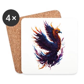Mythischer Phönixvogel mit Flammen - Untersetzer (4er-Set) - Weiß - Vorne
