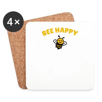 Bee happy - Untersetzer (4er-Set) - Weiß - Vorne