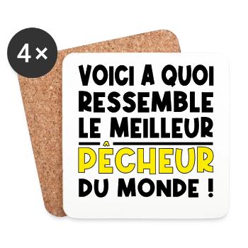 Le meilleur pêcheur - Dessous de verre (lot de 4) - blanc - Devant