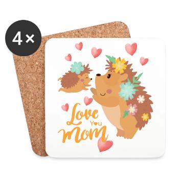 ICH LIEBE DICH, MAMA; - Untersetzer (4er-Set) - Weiß - Vorne