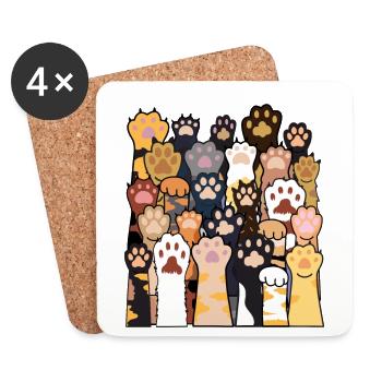 Cat Paws Cat Lover Designs with Cat - Coasters (set of 4) - white - Front