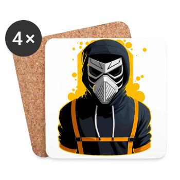 Cyborg Mit Hoodie - Untersetzer (4er-Set) - Weiß - Vorne
