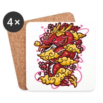 Loving Dragon Kawaii Anime Dragon Design - Coasters (set of 4) - white - Front