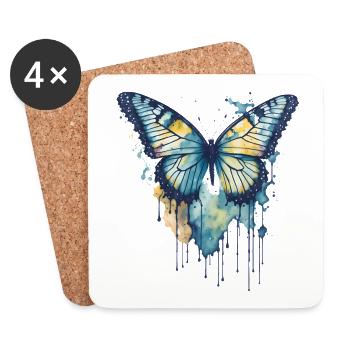 Watercolor Butterfly - Coasters (set of 4) - white - Front