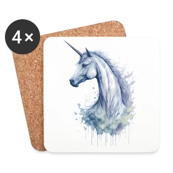Une licorne aquarelle enchanteresse - Dessous de verre (lot de 4) - blanc - Devant