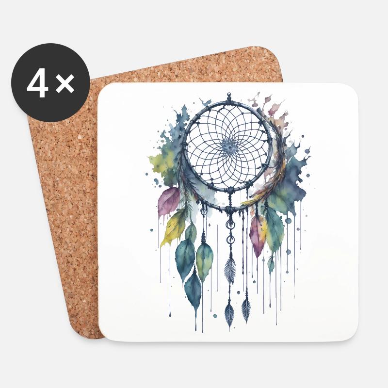 Skurrile Träume: Ein zarter Aquarell-Traumfang - Untersetzer (4er-Set) - Weiß