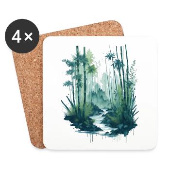 watercolor bamboo painting - Coasters (set of 4) - white - Front