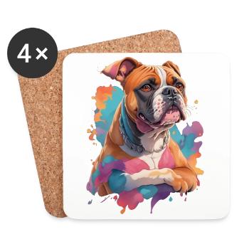 Deutscher Boxer Hund Zeichnung für Hundeliebhaber - Untersetzer (4er-Set) - Weiß - Vorne