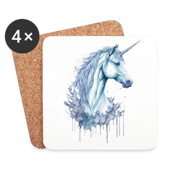 Une licorne aquarelle enchanteresse - Dessous de verre (lot de 4) - blanc - Devant