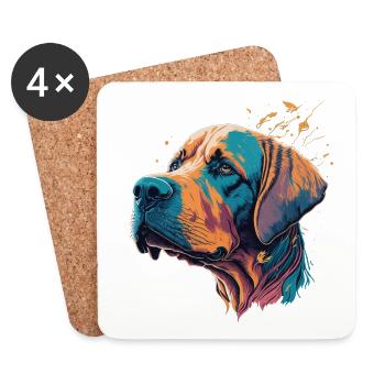 Old Labrador Dog Male Dog Dog Love Drawing - Coasters (set of 4) - white - Front