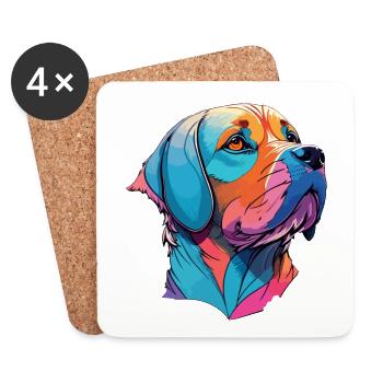 Labrador Hund Pop-Art Kunst Hundeliebhaber Hunde - Untersetzer (4er-Set) - Weiß - Vorne