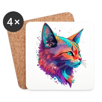 Cats Pet Art Cute Cat Cute Kitten - Coasters (set of 4) - white - Front