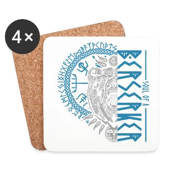 Berserker Bear Viking Warrior Runes Design - Dessous de verre (lot de 4) - blanc - Devant