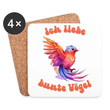 Pride Vogel Ich liebe bunte Vögel Regenbogen Farbe - Untersetzer (4er-Set) - Weiß - Vorne
