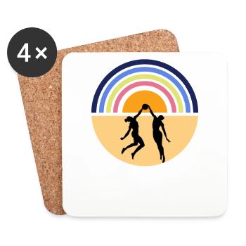 Volleyball sur la plage - beach-volley retro - Dessous de verre (lot de 4) - blanc - Devant