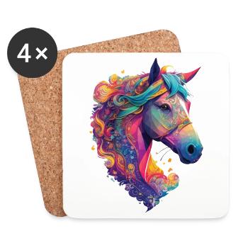 Pferd Pony Reiter Design Horse Pferde Dressur - Untersetzer (4er-Set) - Weiß - Vorne