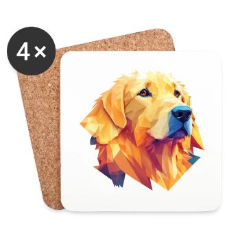 Golden Retriever Dog Pet et Dog Friend - Dessous de verre (lot de 4) - blanc - Devant